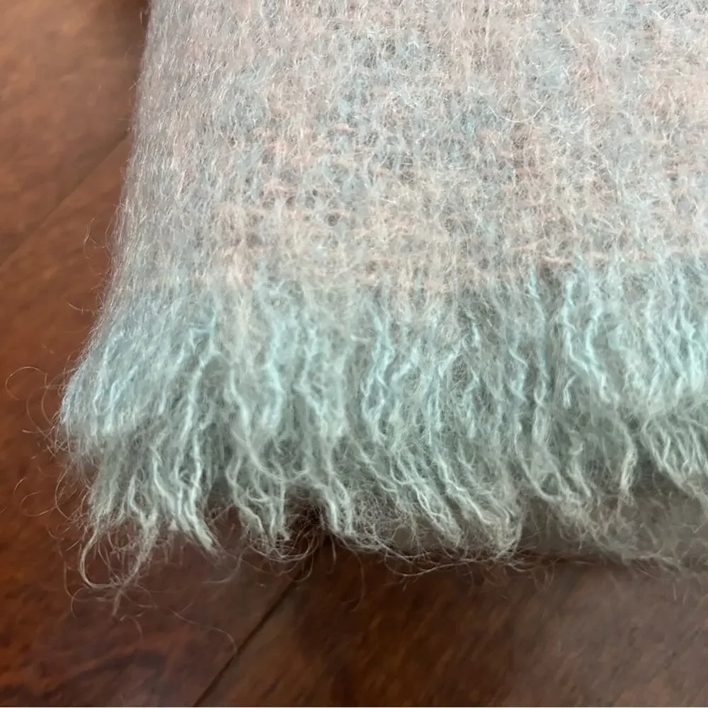 Donegal Design Mohair & Wool Blanket in a Dreamy Pastel Plaid, Made in Ireland